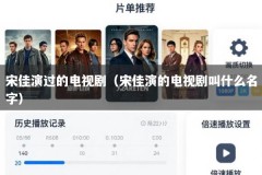 宋佳演过的电视剧（宋佳演的电视剧叫什么名字）