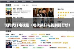 现代武打电视剧（现代武打电视剧排行榜）